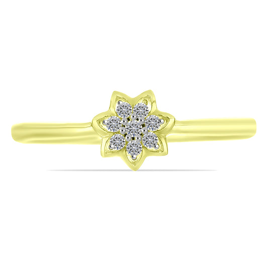 Anel de Prata com Banho de Ouro com Diamante Branco