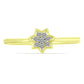 Anel de Prata com Banho de Ouro com Diamante Branco
