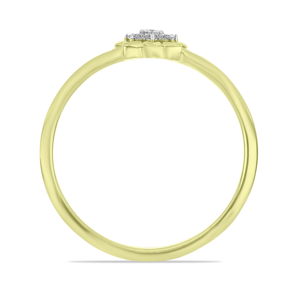 Anel de Prata com Banho de Ouro com Diamante Branco 2 