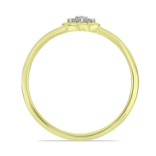 Anel de Prata com Banho de Ouro com Diamante Branco