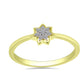 Anel de Prata com Banho de Ouro com Diamante Branco