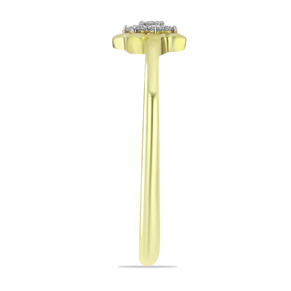 Anel de Prata com Banho de Ouro com Diamante Branco 4 