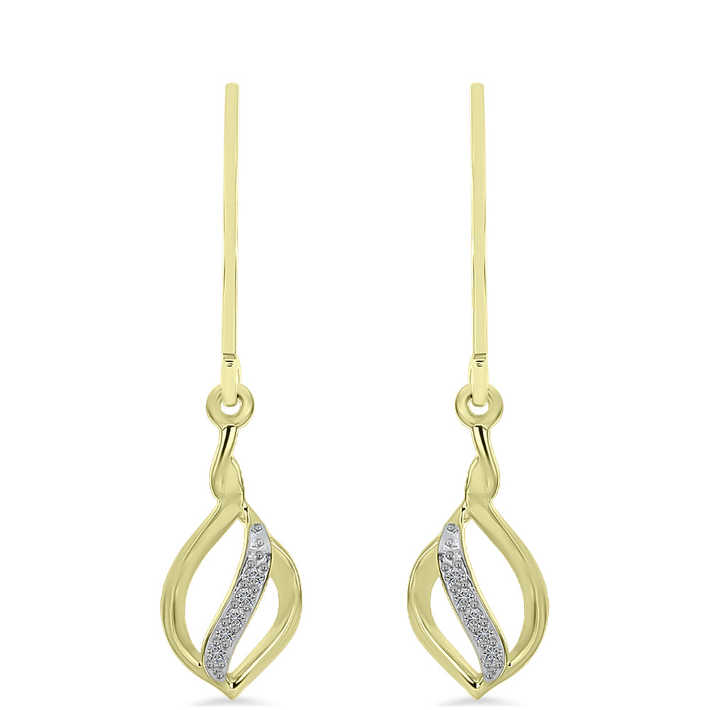 Brincos de Prata com Banho de Ouro com Diamante Branco