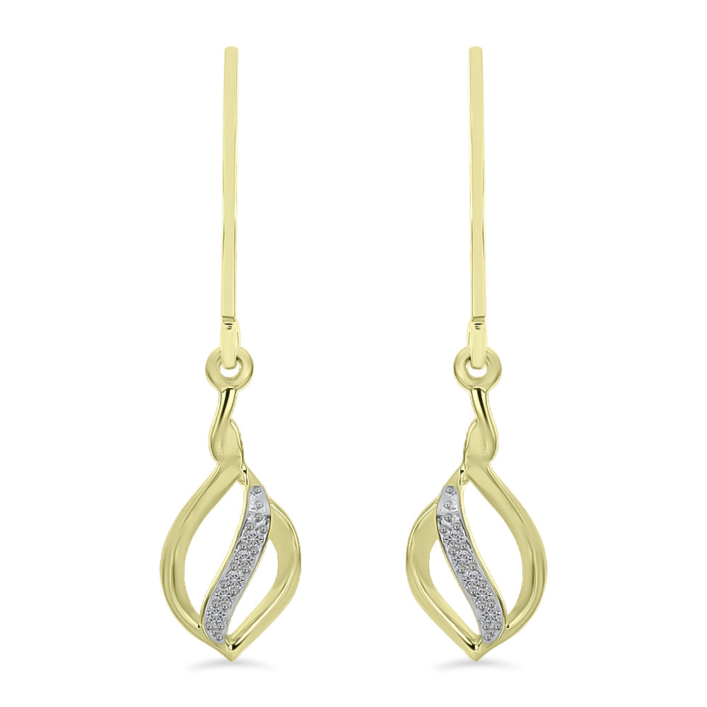 Brincos de Prata com Banho de Ouro com Diamante Branco