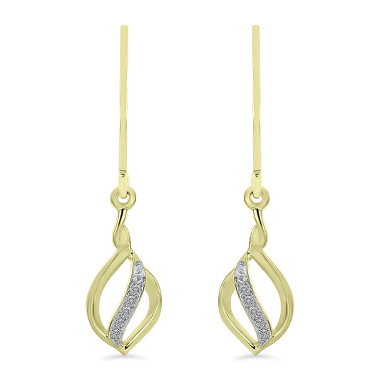 Brincos de Prata com Banho de Ouro com Diamante Branco