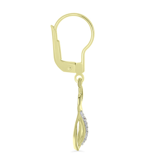 Brincos de Prata com Banho de Ouro com Diamante Branco