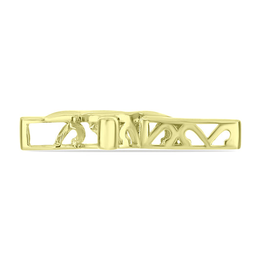 Cruz Pendente de Prata com Banho de Ouro com Diamante Branco  Contraste: Cabeca de Veado (800)