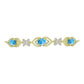 Pulseira de Prata com Banho de Ouro com Larimar e Topázio Branco  Contraste: Cabeca de Veado (800)