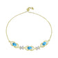 Pulseira de Prata com Banho de Ouro com Larimar e Topázio Branco  Contraste: Cabeca de Veado (800)