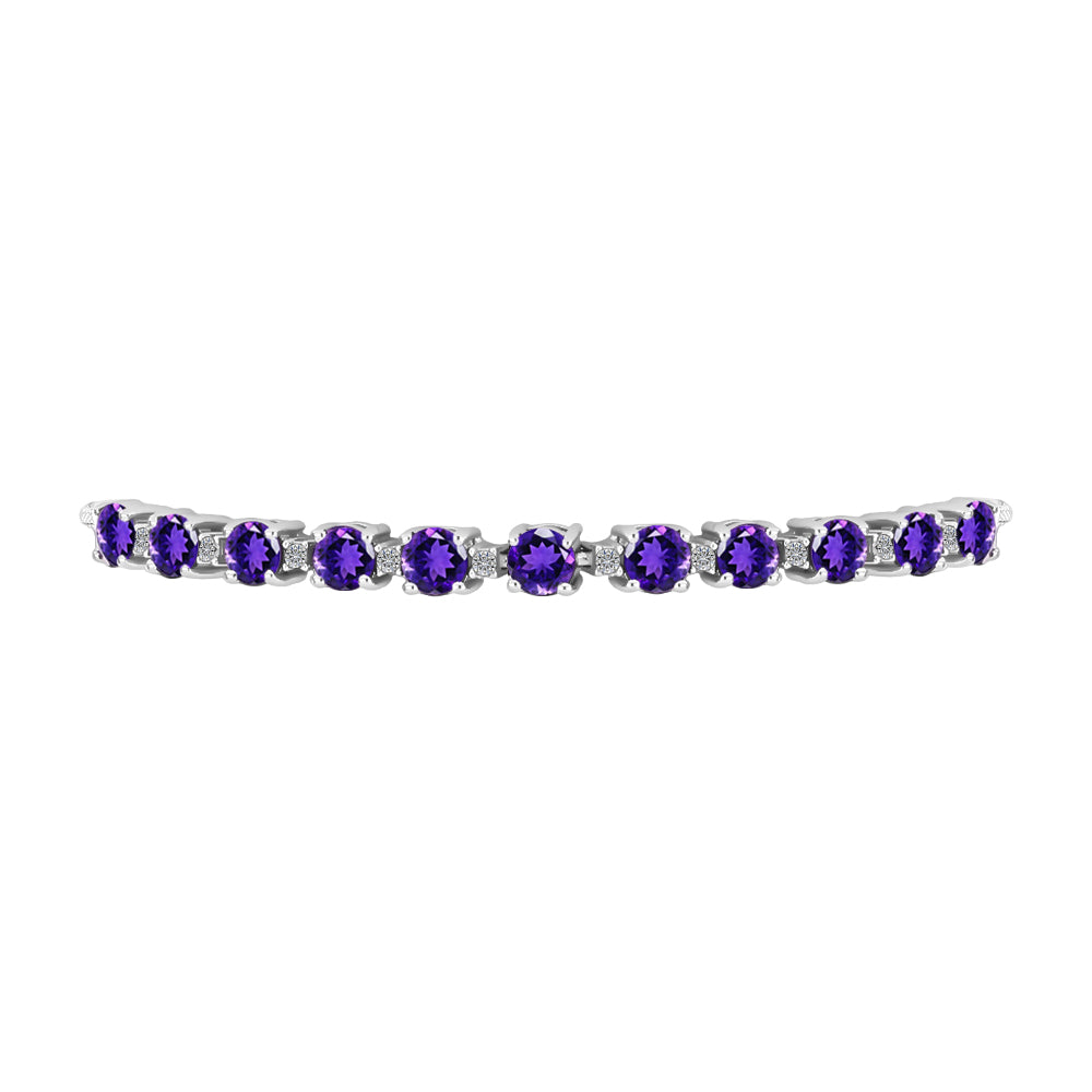 Pulseira de Prata com Ametista de Marrocos e Topázio Branco  Contraste: Cabeca de Veado (800) 2 