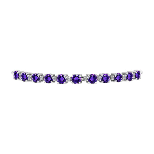 Pulseira de Prata com Ametista de Marrocos e Topázio Branco  Contraste: Cabeca de Veado (800)
