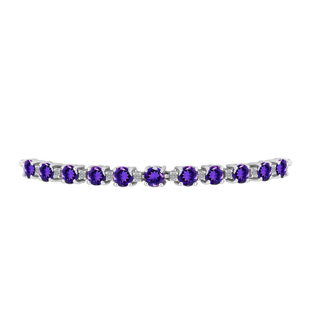 Pulseira de Prata com Ametista de Marrocos e Topázio Branco  Contraste: Cabeca de Veado (800)