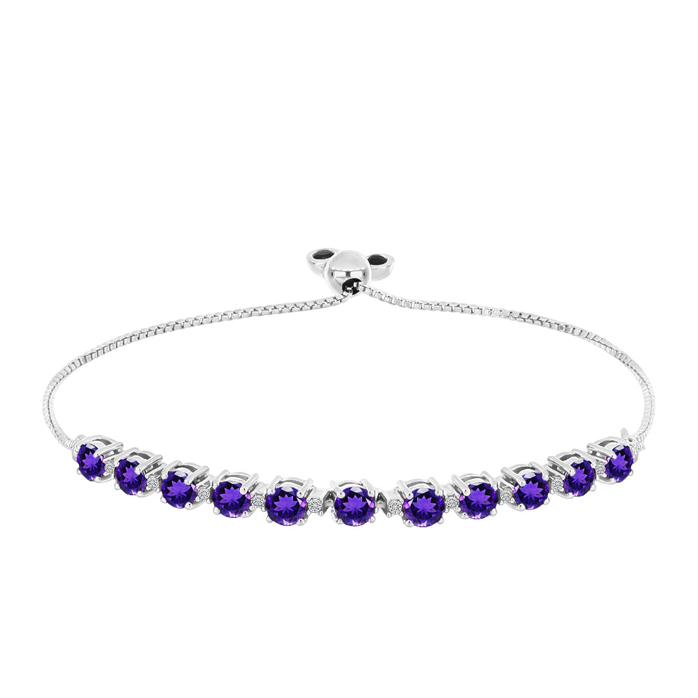 Pulseira de Prata com Ametista de Marrocos e Topázio Branco  Contraste: Cabeca de Veado (800) 4 