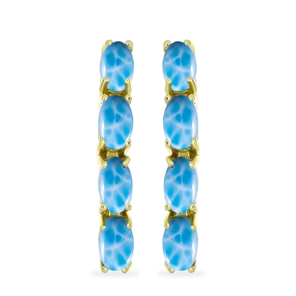 Brincos de Prata com Banho de Ouro com Larimar 1 