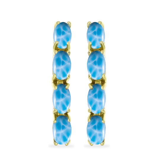 Brincos de Prata com Banho de Ouro com Larimar