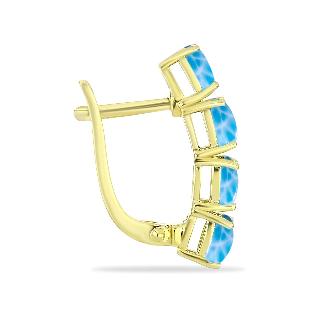 Brincos de Prata com Banho de Ouro com Larimar