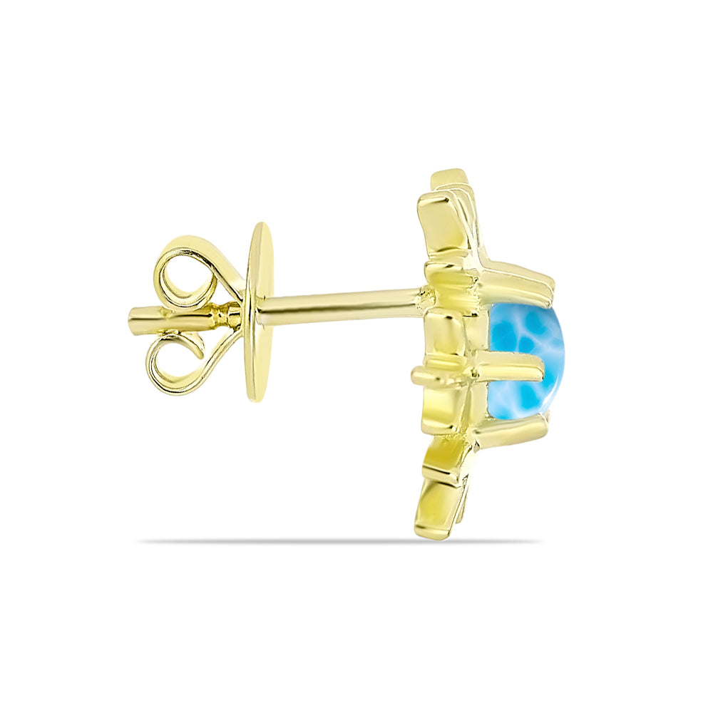 Brincos de Prata com Banho de Ouro com Larimar