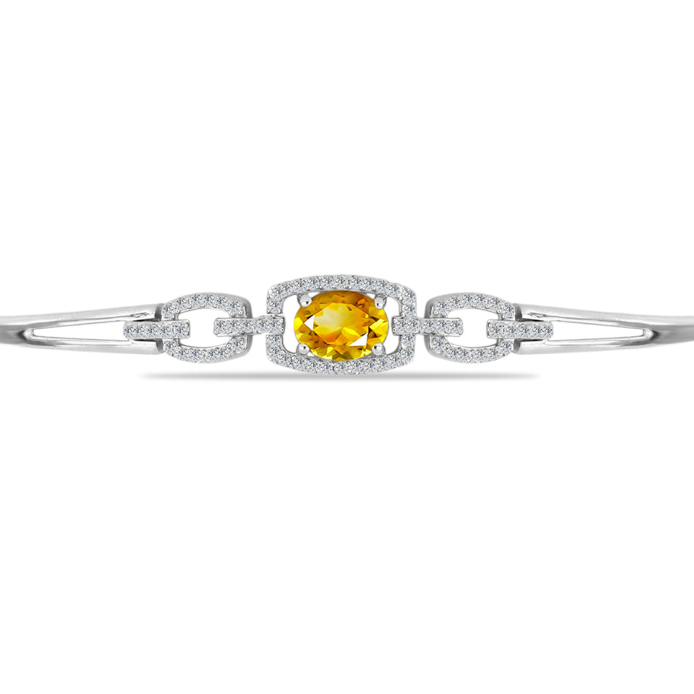 Pulseira de Prata com Citrino Dourado do Rio Grande e Topázio Branco  Contraste: Cabeca de Veado (800) 1 