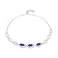 Pulseira de Prata com Ametista de Marrocos e Topázio Branco  Contraste: Cabeca de Veado (800)