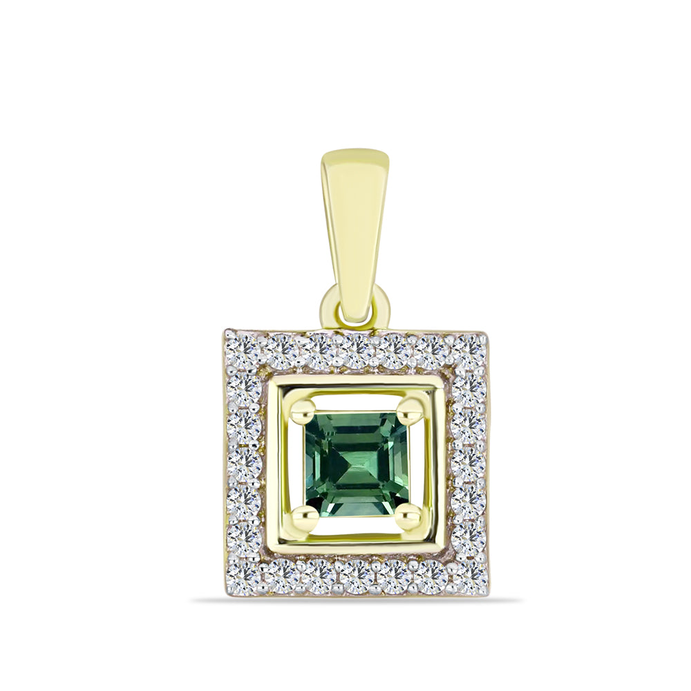 Pendente de Prata com Banho de Ouro com Turmalina Verde e Topázio Branco