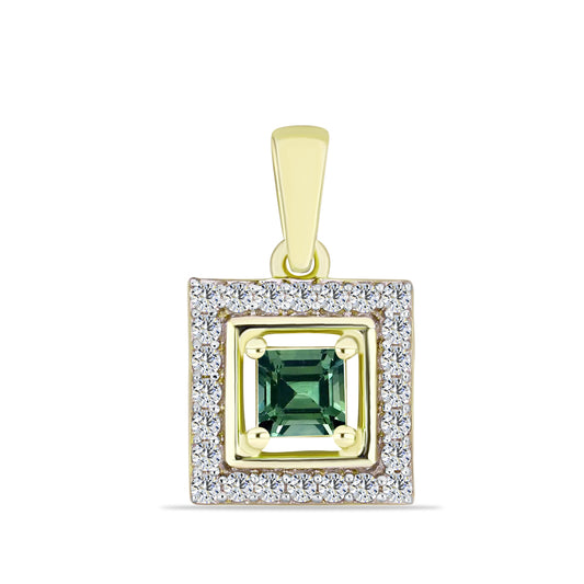 Pendente de Prata com Banho de Ouro com Turmalina Verde e Topázio Branco