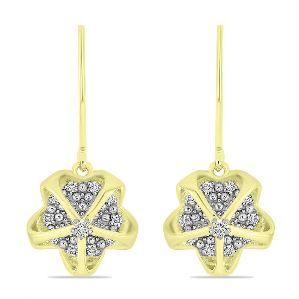 Brincos de Prata com Banho de Ouro com Diamante Branco 1 