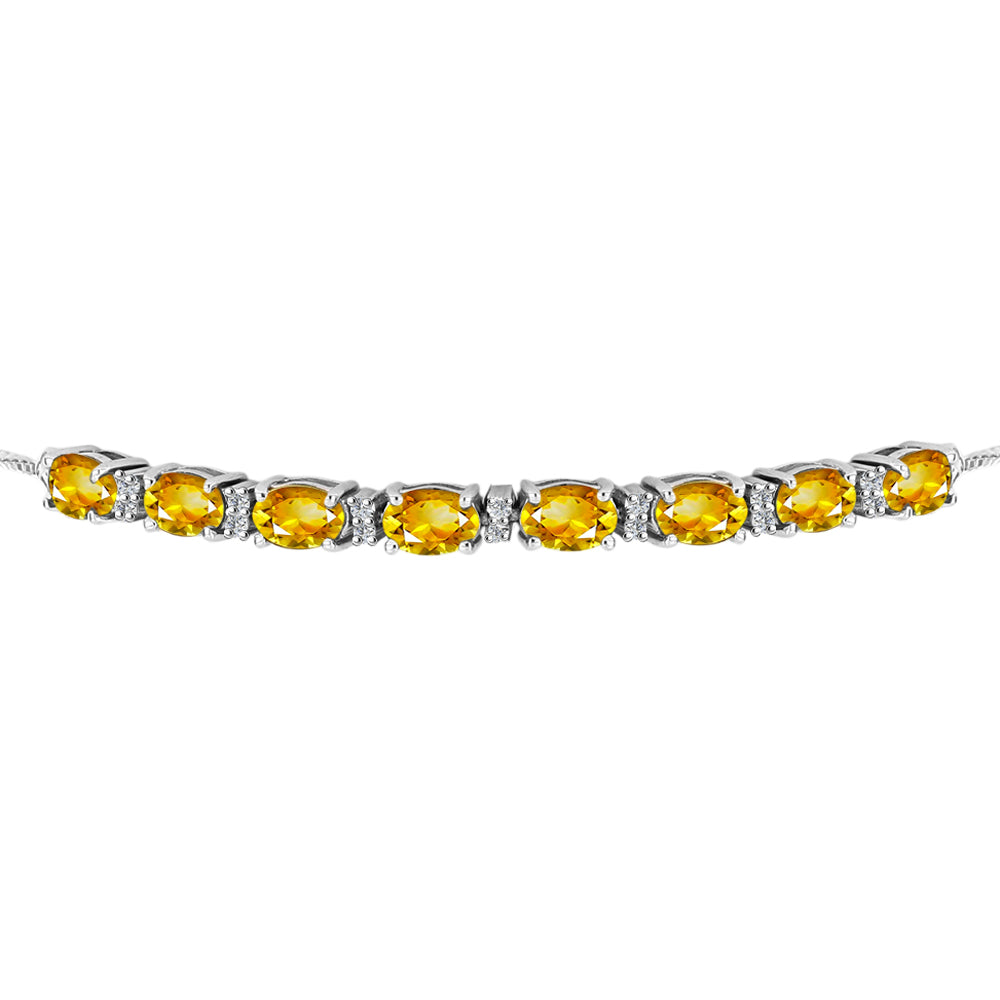 Pulseira de Prata com Citrino Dourado do Rio Grande e Topázio Branco  Contraste: Cabeca de Veado (800)