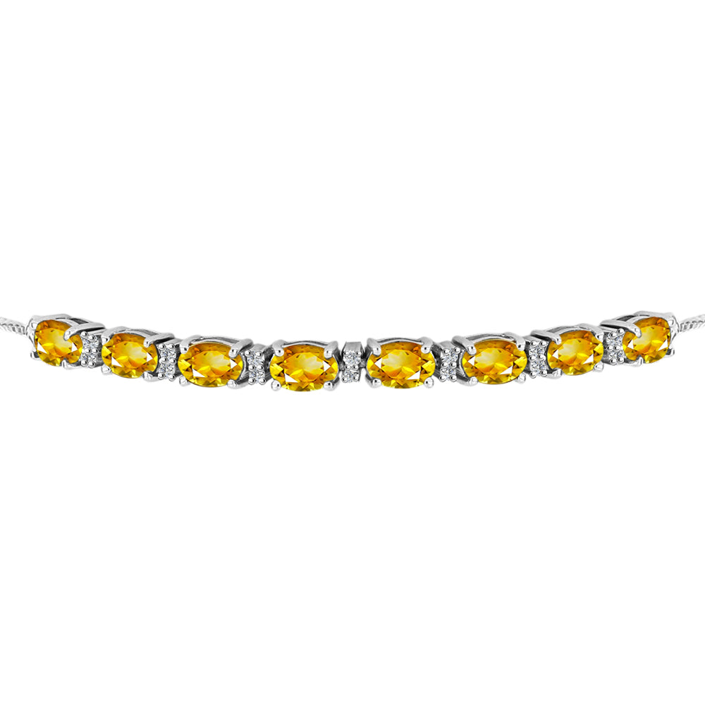 Pulseira de Prata com Citrino Dourado do Rio Grande e Topázio Branco  Contraste: Cabeca de Veado (800)