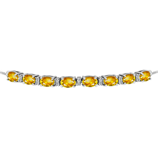 Pulseira de Prata com Citrino Dourado do Rio Grande e Topázio Branco  Contraste: Cabeca de Veado (800)