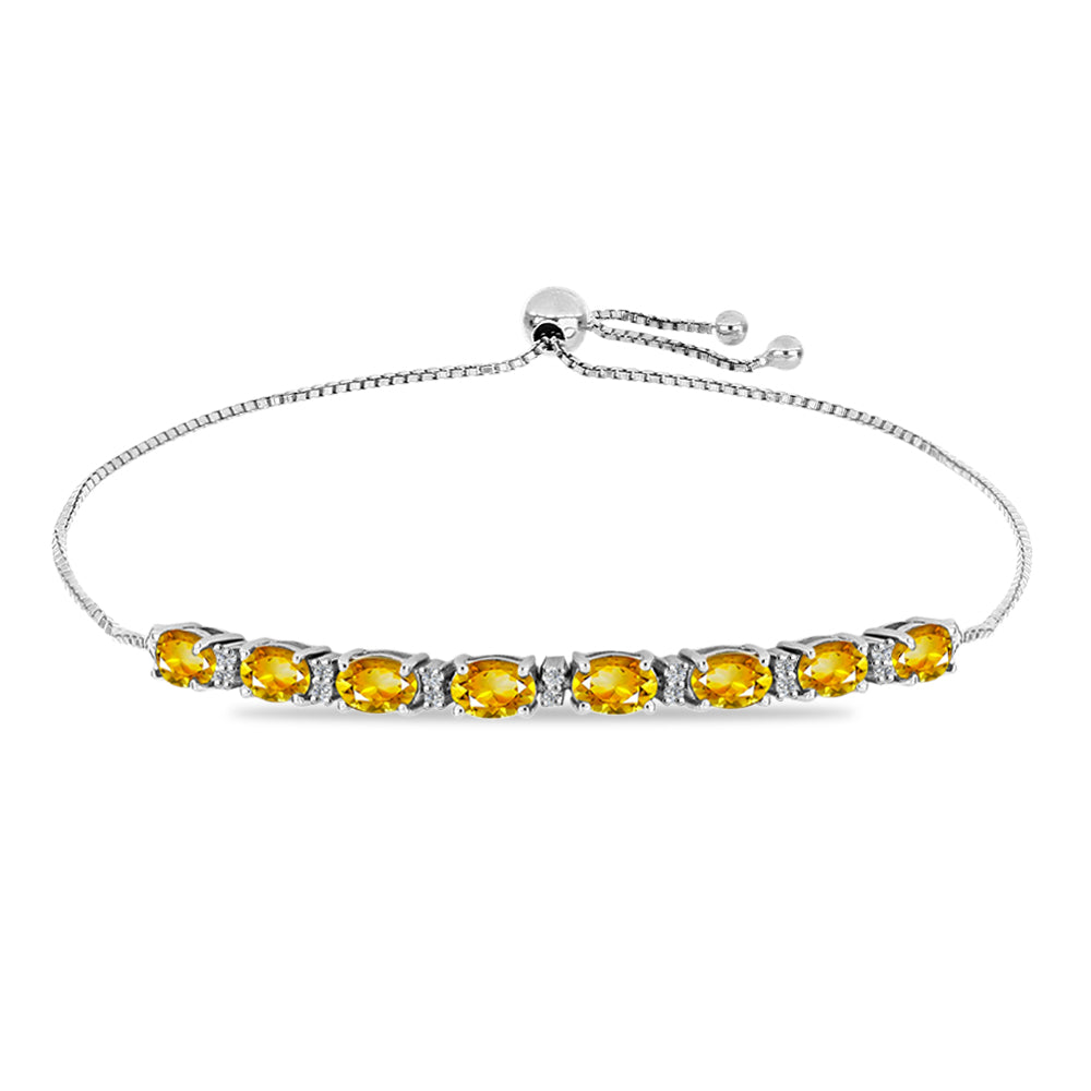 Pulseira de Prata com Citrino Dourado do Rio Grande e Topázio Branco  Contraste: Cabeca de Veado (800) 1 
