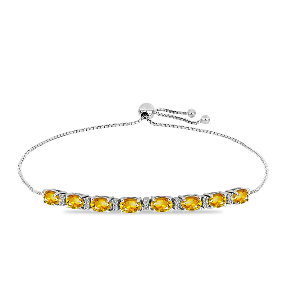 Pulseira de Prata com Citrino Dourado do Rio Grande e Topázio Branco  Contraste: Cabeca de Veado (800) 4 