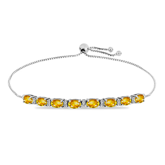 Pulseira de Prata com Citrino Dourado do Rio Grande e Topázio Branco  Contraste: Cabeca de Veado (800)