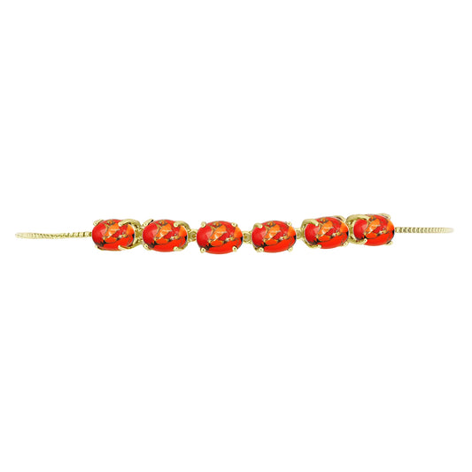 Pulseira de Prata com Banho de Ouro com Turquesa de Mohave  Contraste: Cabeca de Veado (800)