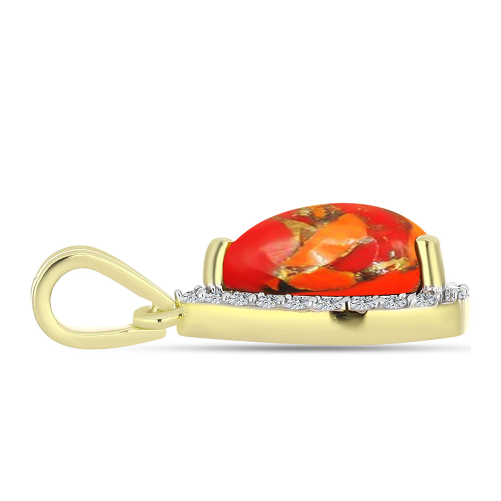 Pendente de Prata com Banho de Ouro com Turquesa de Mohave e Topázio Branco 4 