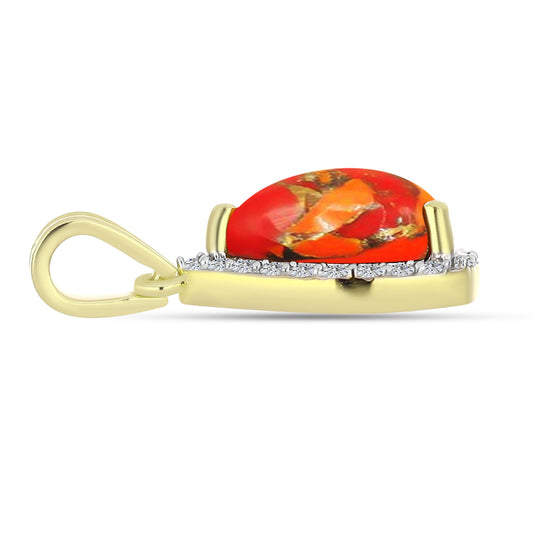 Pendente de Prata com Banho de Ouro com Turquesa de Mohave e Topázio Branco