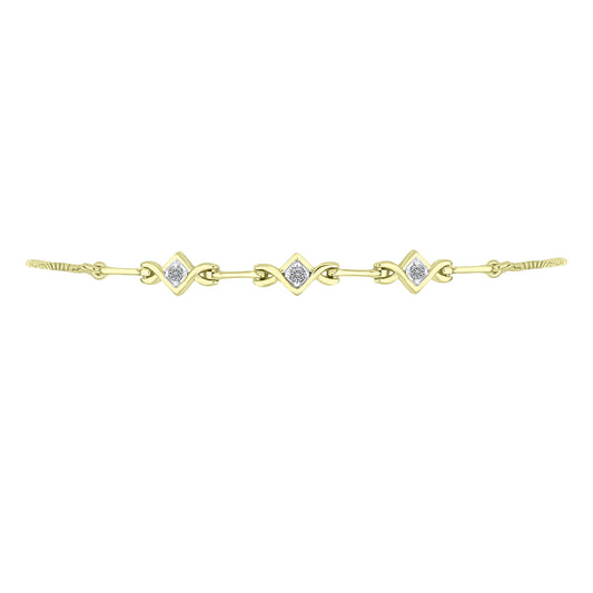 Pulseira de Prata com Banho de Ouro com Diamante Branco  Contraste: Cabeca de Veado (800)