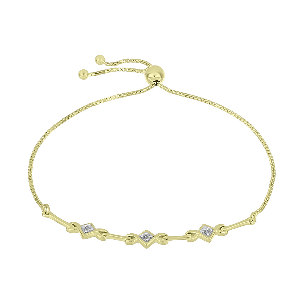 Pulseira de Prata com Banho de Ouro com Diamante Branco  Contraste: Cabeca de Veado (800)