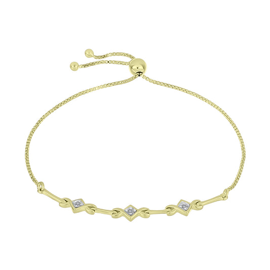Pulseira de Prata com Banho de Ouro com Diamante Branco  Contraste: Cabeca de Veado (800)