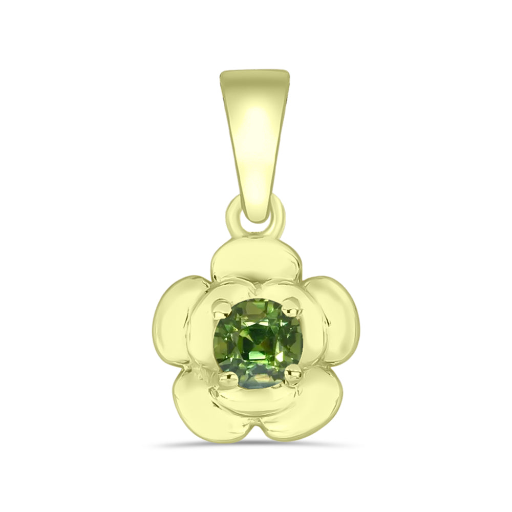 Pendente de Prata com Banho de Ouro com Safira Verde 1 