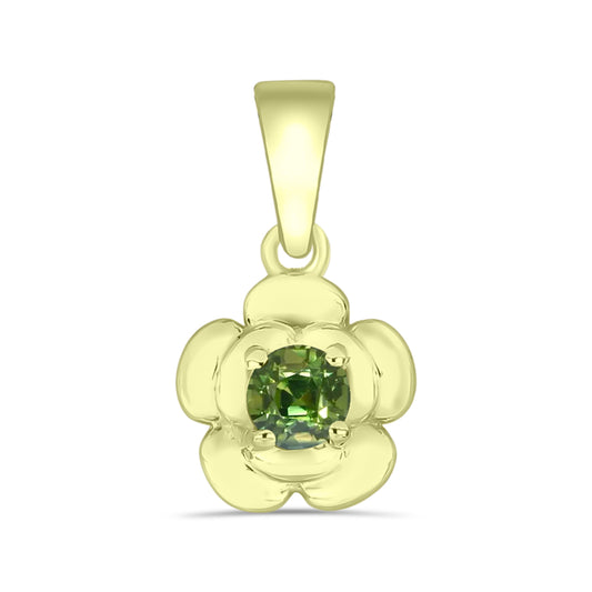 Pendente de Prata com Banho de Ouro com Safira Verde