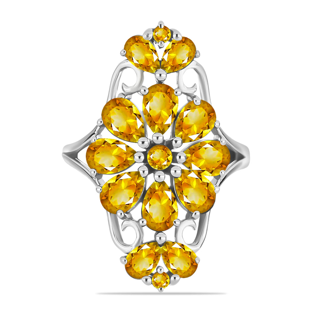 Anel de Prata com Citrino Dourado do Rio Grande  Contraste: Cabeca de Veado (800) 1 