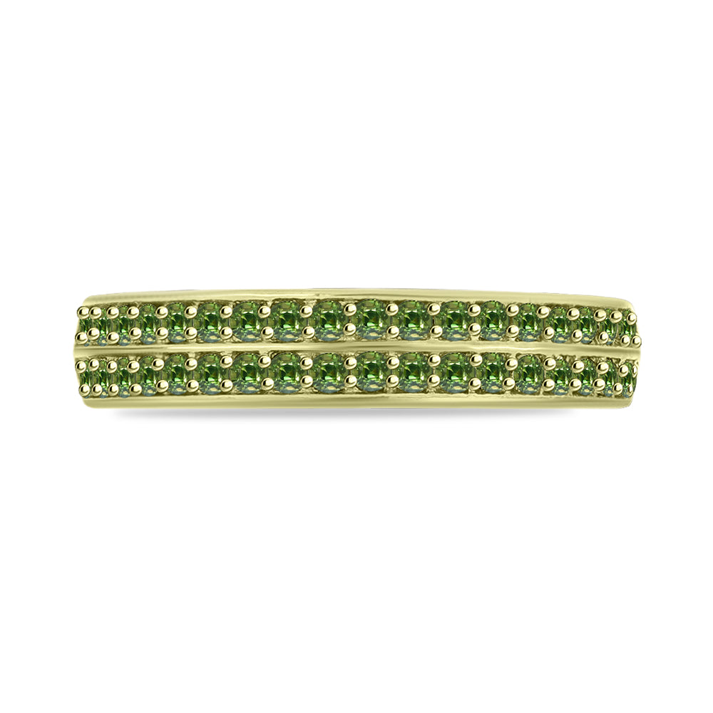 Anel de Prata com Banho de Ouro com Safira Verde