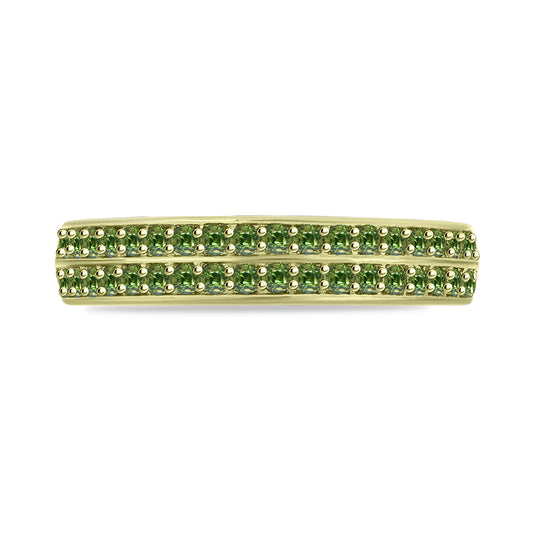 Anel de Prata com Banho de Ouro com Safira Verde