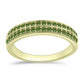 Anel de Prata com Banho de Ouro com Safira Verde
