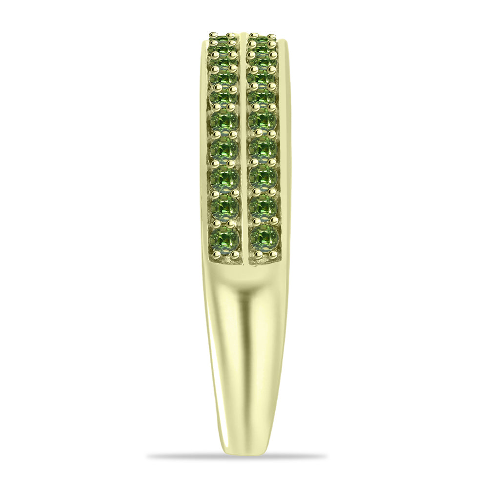Anel de Prata com Banho de Ouro com Safira Verde