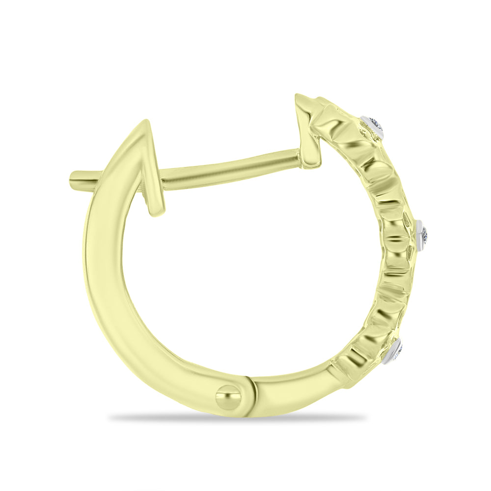 Brincos de Prata com Banho de Ouro com Diamante Branco
