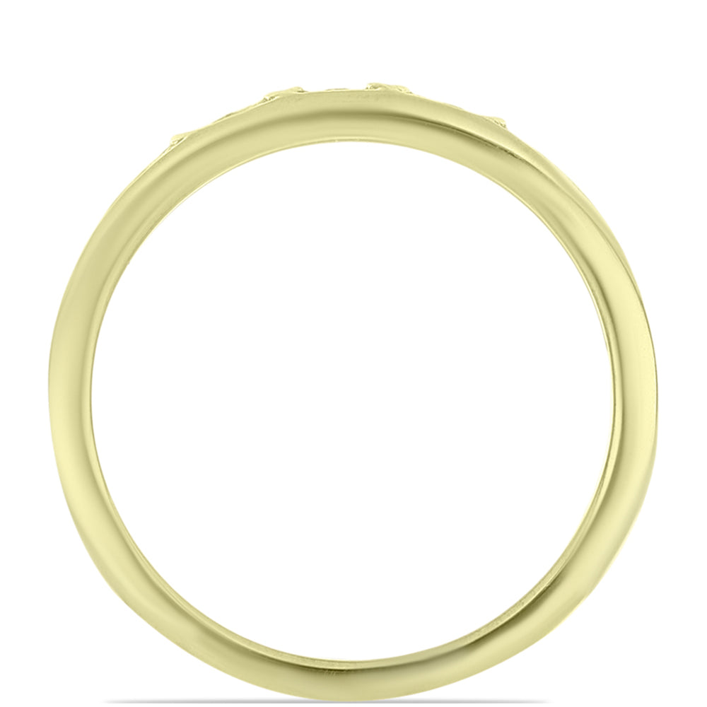 Anel de Prata com Banho de Ouro com Diamante Branco