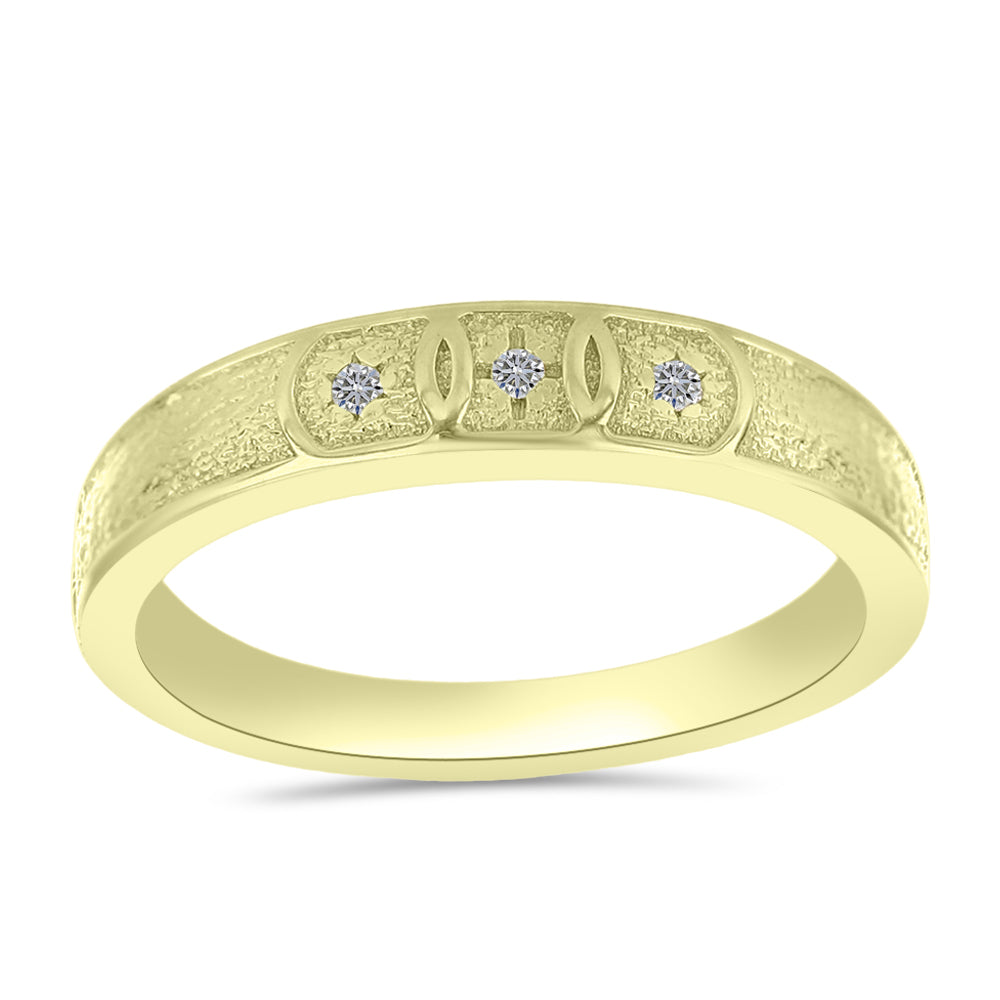 Anel de Prata com Banho de Ouro com Diamante Branco 3 