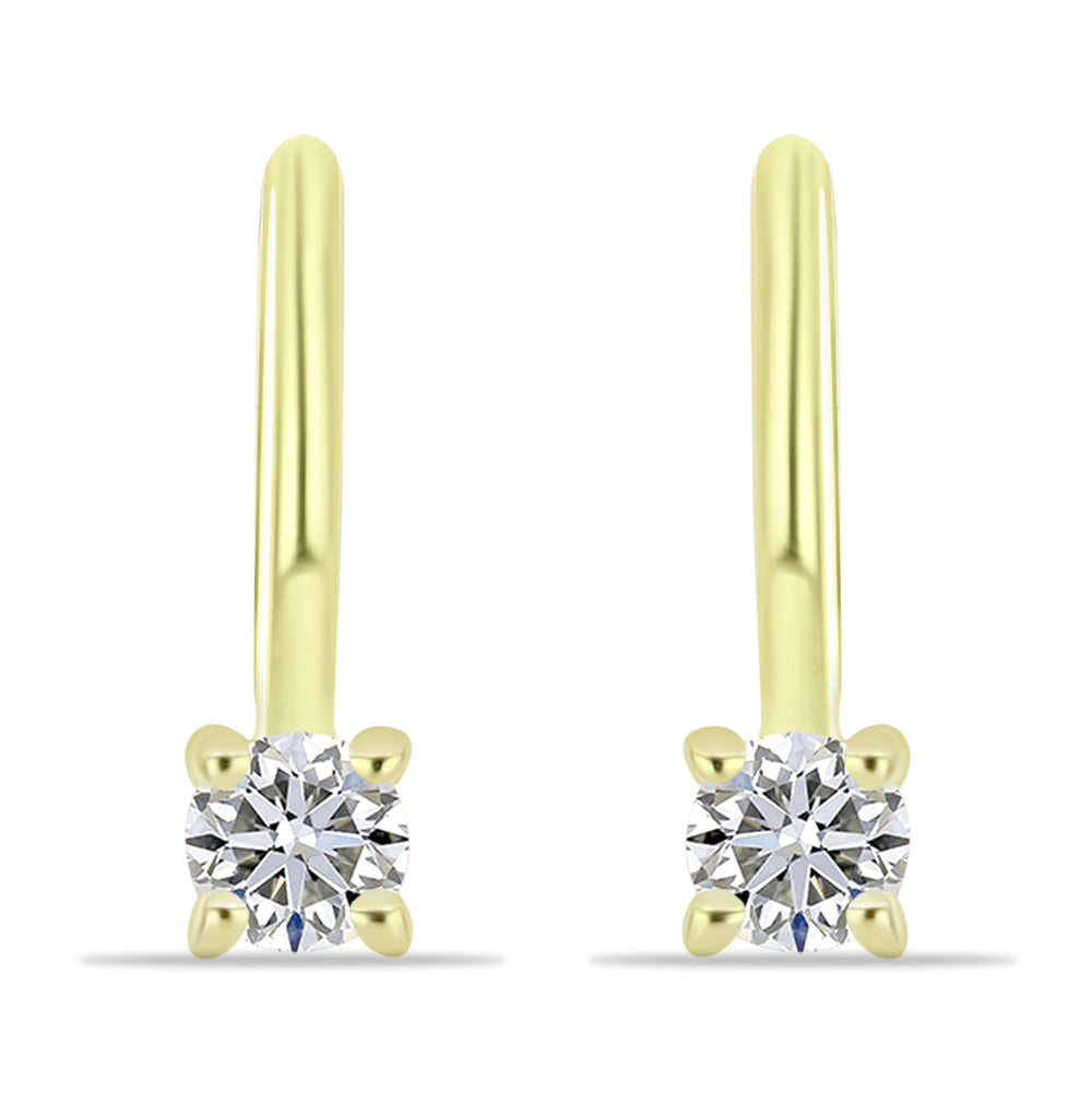 Brincos de Prata com Banho de Ouro com Diamante Branco