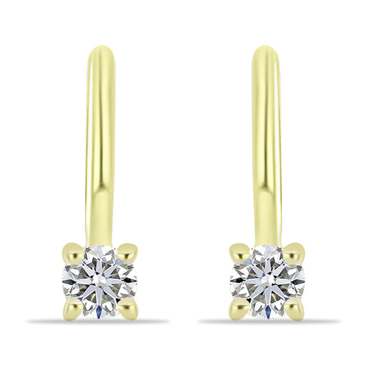 Brincos de Prata com Banho de Ouro com Diamante Branco
